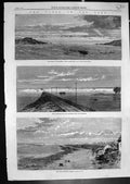 Antique Old Print Flood Fens Breach Bank Submerged Railway Lynn Wisbeach 1862