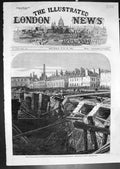 Antique Old Print Bursting Fleet Ditch Destruction Metropolitan Railway 1862