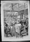 Old Antique Print Receiving Goods International Exhibition Building 1862 19th