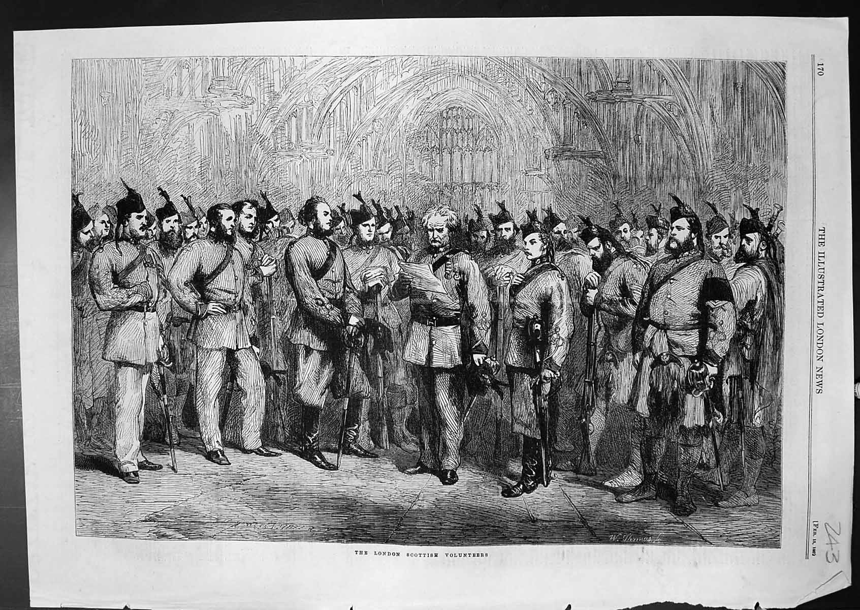 Original Old Antique Print London Scottish Volunteers 1862 19th