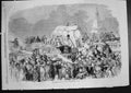 Antique Old Print Blockade London Bridge Overcrowded People Carriages 1859 19th