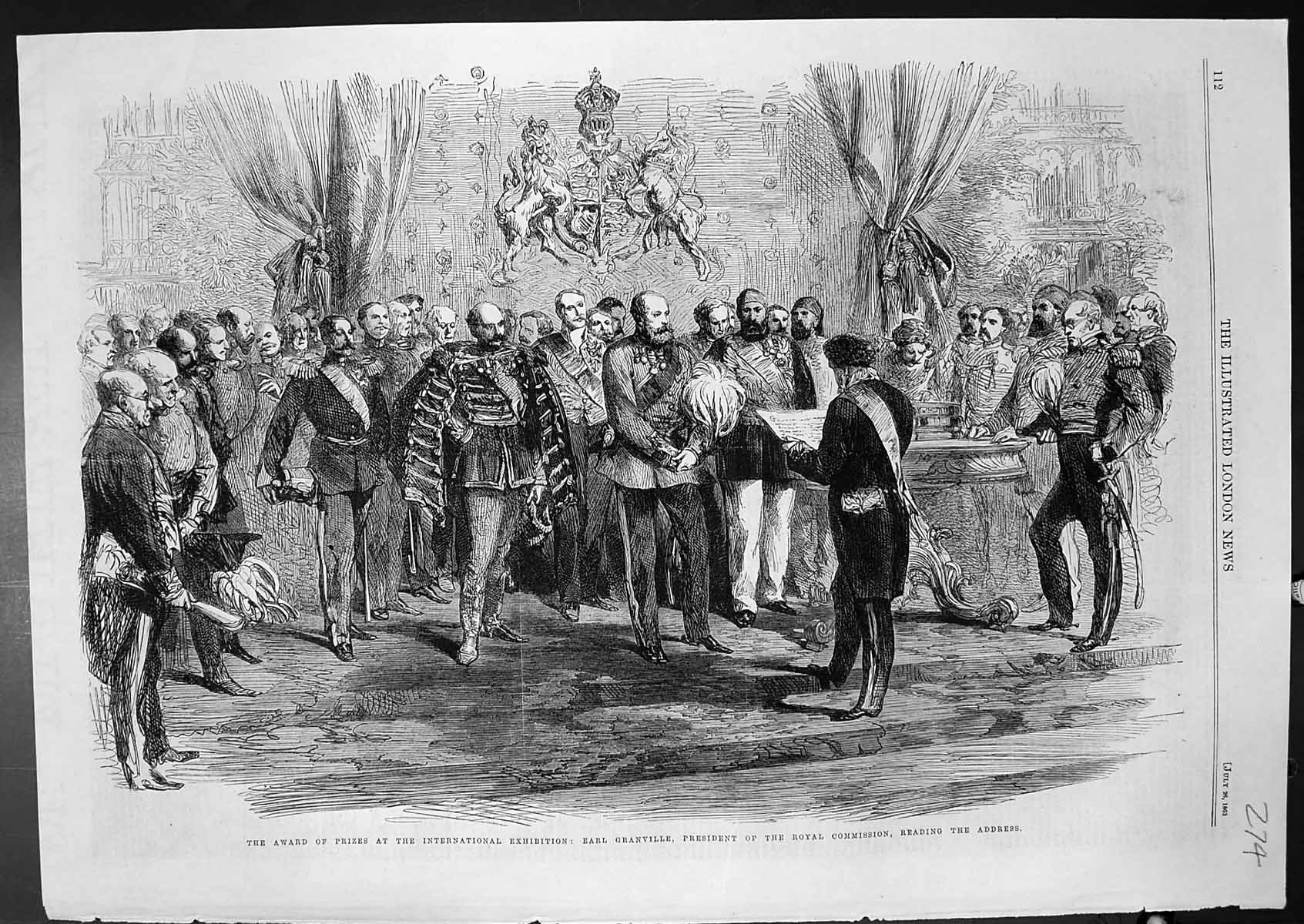 Old Award Prizes International Exhibition Earl Granville Address 1862 Victorian