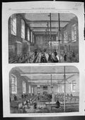 Old Antique Print Christs Hospital Grammar School Dormitories School 1862 19th