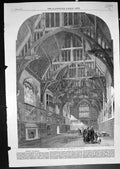 Original Old Antique Print Great Hall University Sydney Australia 1859 19th