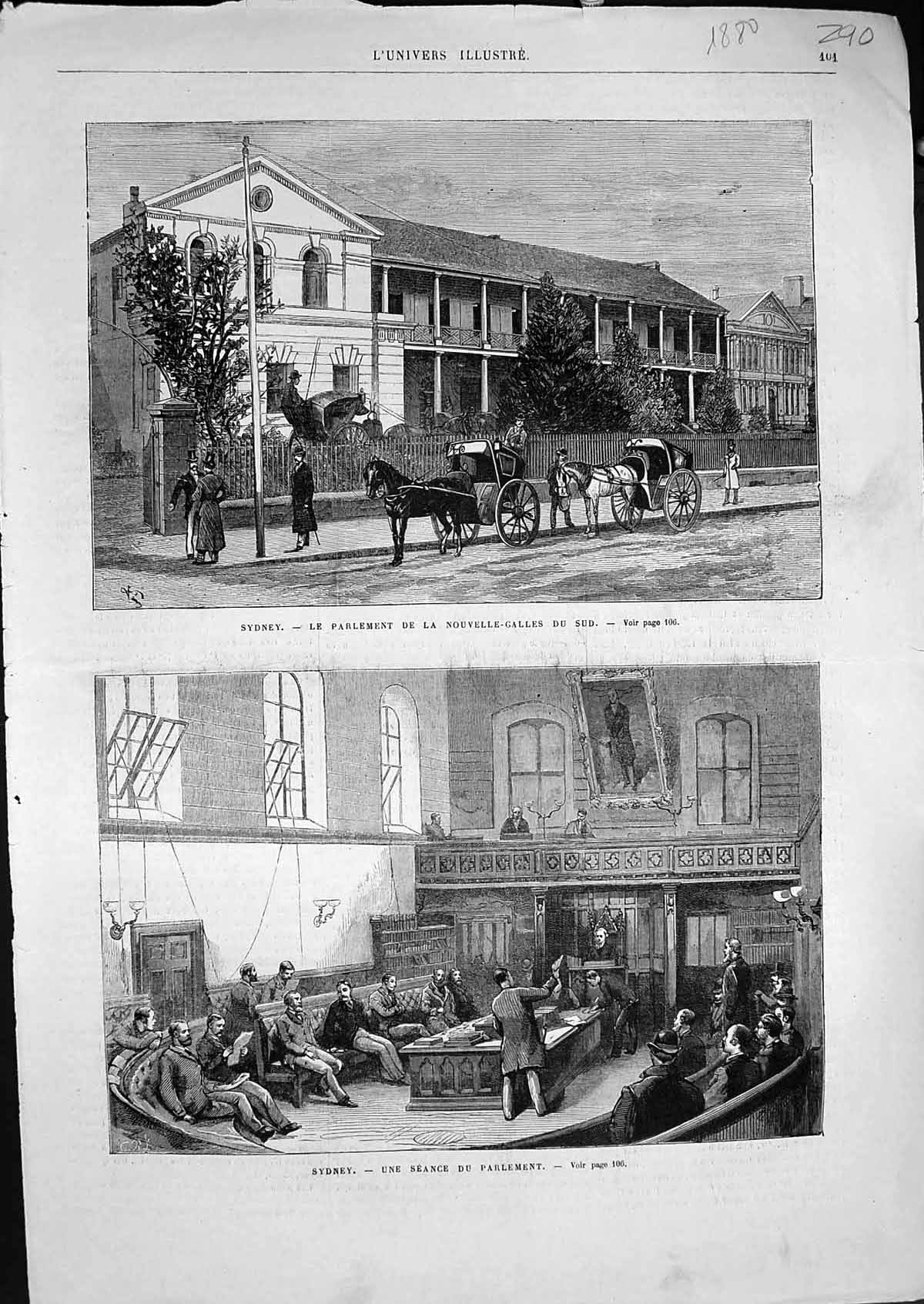Old Sydney Parliament Nouvelle Galles Du Sud Seance Du Parlement 1880 Victorian