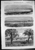 Old Print Floods Melbourne Emerald Hill St Kilda Road Princes Bridge 1864 19th
