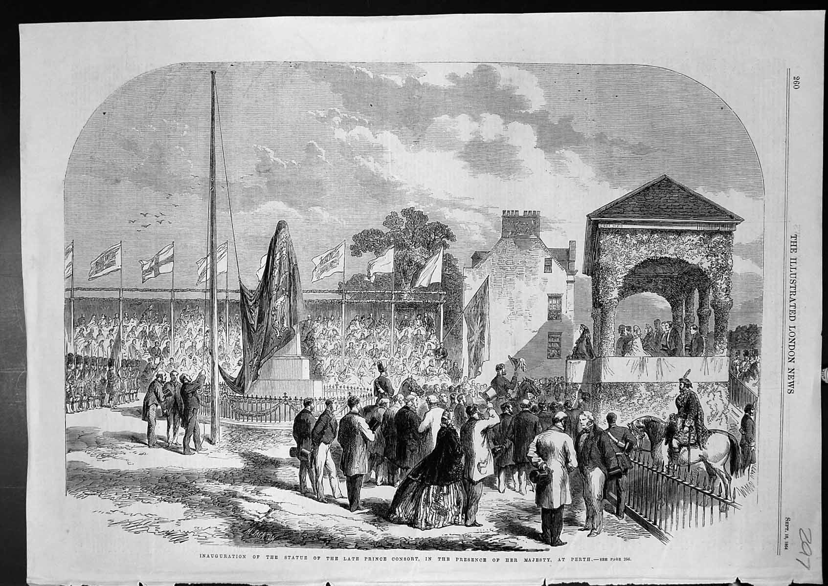 Old Inauguration Statue Late Prince Consort Presence Queen Perth 1864 Victorian