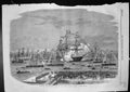 Antique Old Print Liverpool Mersey Hms Majestic Salute Temple Bar London 1863