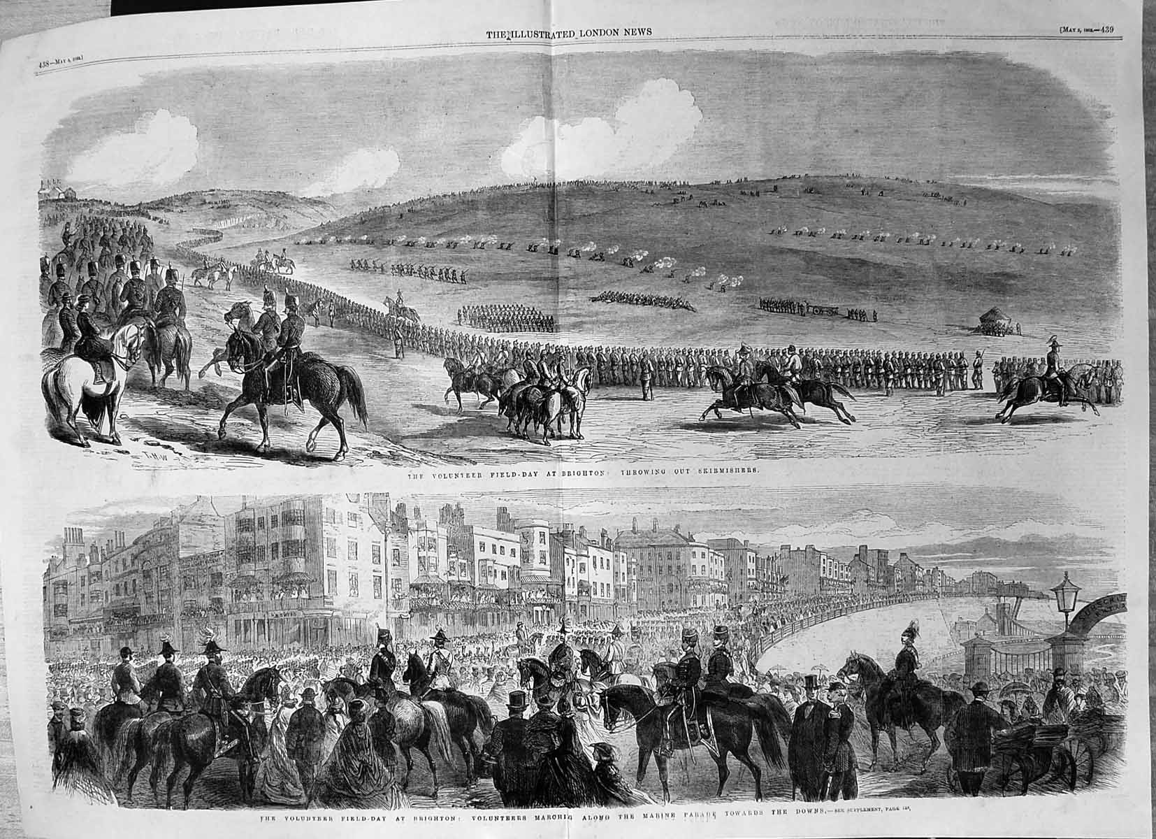 Old Volunteer Field Day Brighton Marine Parade Downs Skirmishers 1862 Victorian