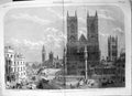 Antique Print Westminster Abbey Clock Tower Houses Parliament Hospital 1862