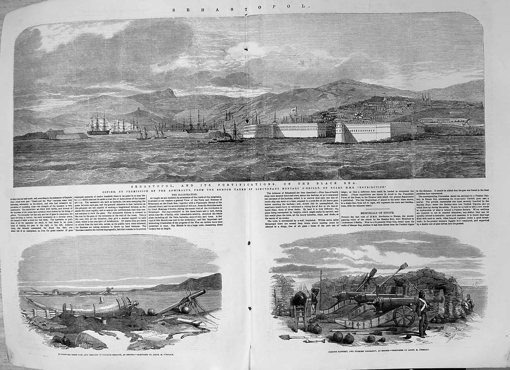 Old Sebastopol Fortifications Black Sea Remains Turkish Frigate 1854 Victorian