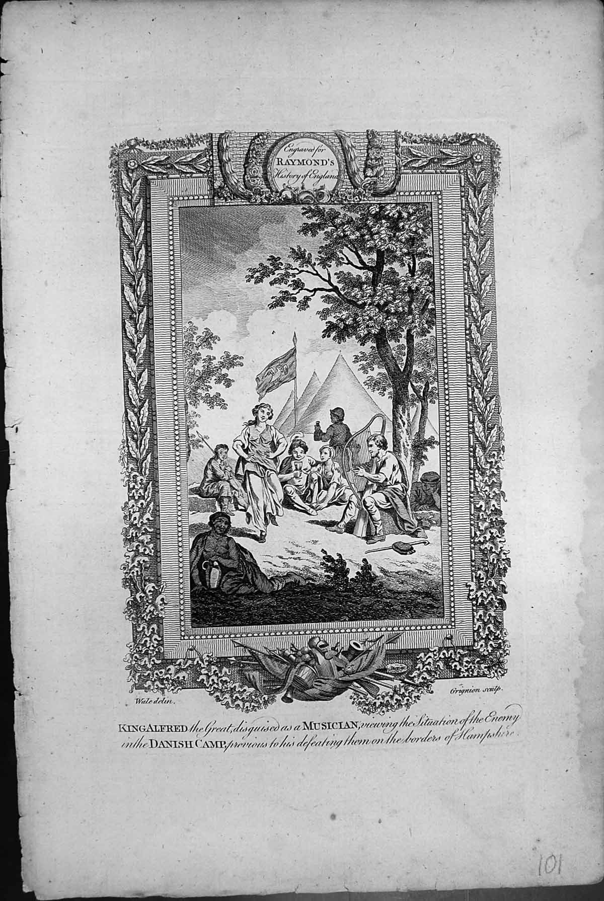 Old King Alfred Disguised Musician Viewing Situation Enemy Danish Cam
