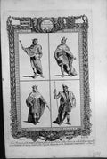 Original Old Antique Print Kings England Har1 Canute 11 Edward Confefsor Har11