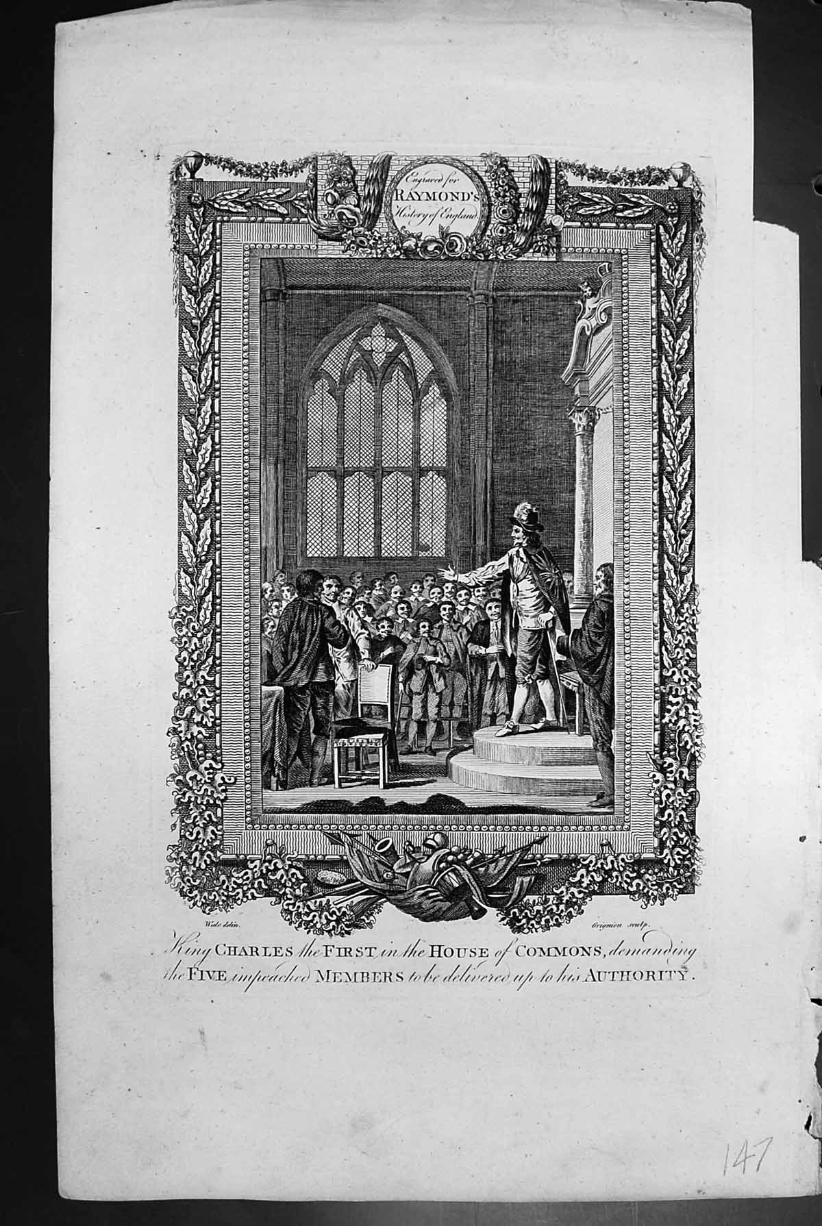 Antique Print King CharlesHouse Commons Impeached Members His Authority
