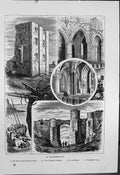 Original Old Antique Print Scarborough Castle Wall Keep St Marys Church Beach