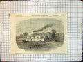Original Old Antique Print Lady Daly Australian River Steamer 1863 Victorian