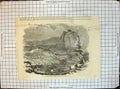 Original Old Antique Print York Western Australia Church Mountain Houses