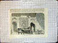 Old Antique Print Interior Chinese House Hong Kong Carving Pictures Walls
