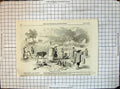 Antique Print Chinese Harvest Hong Kong Buffalo Plough Carrying Pales 1858 19th