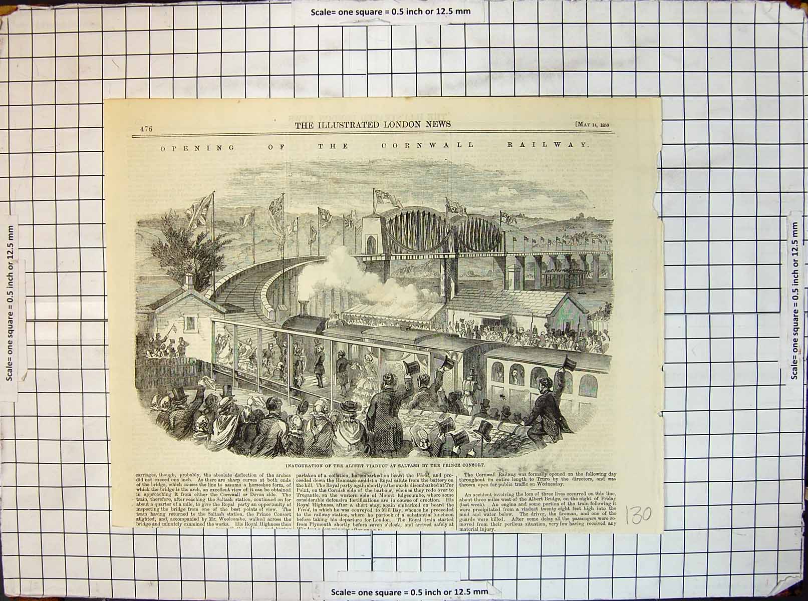 Old Opening Cornwall Railway Inauguration Albert Viaduct Saltash 1859 Victorian