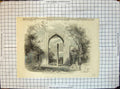 Original Old Antique Print Ruined Arch Near Kotub Minar Delhi