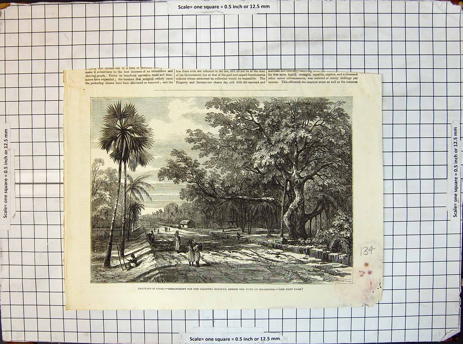 Old Railways India Embankment Calcutta Railway Behind Town Serampore