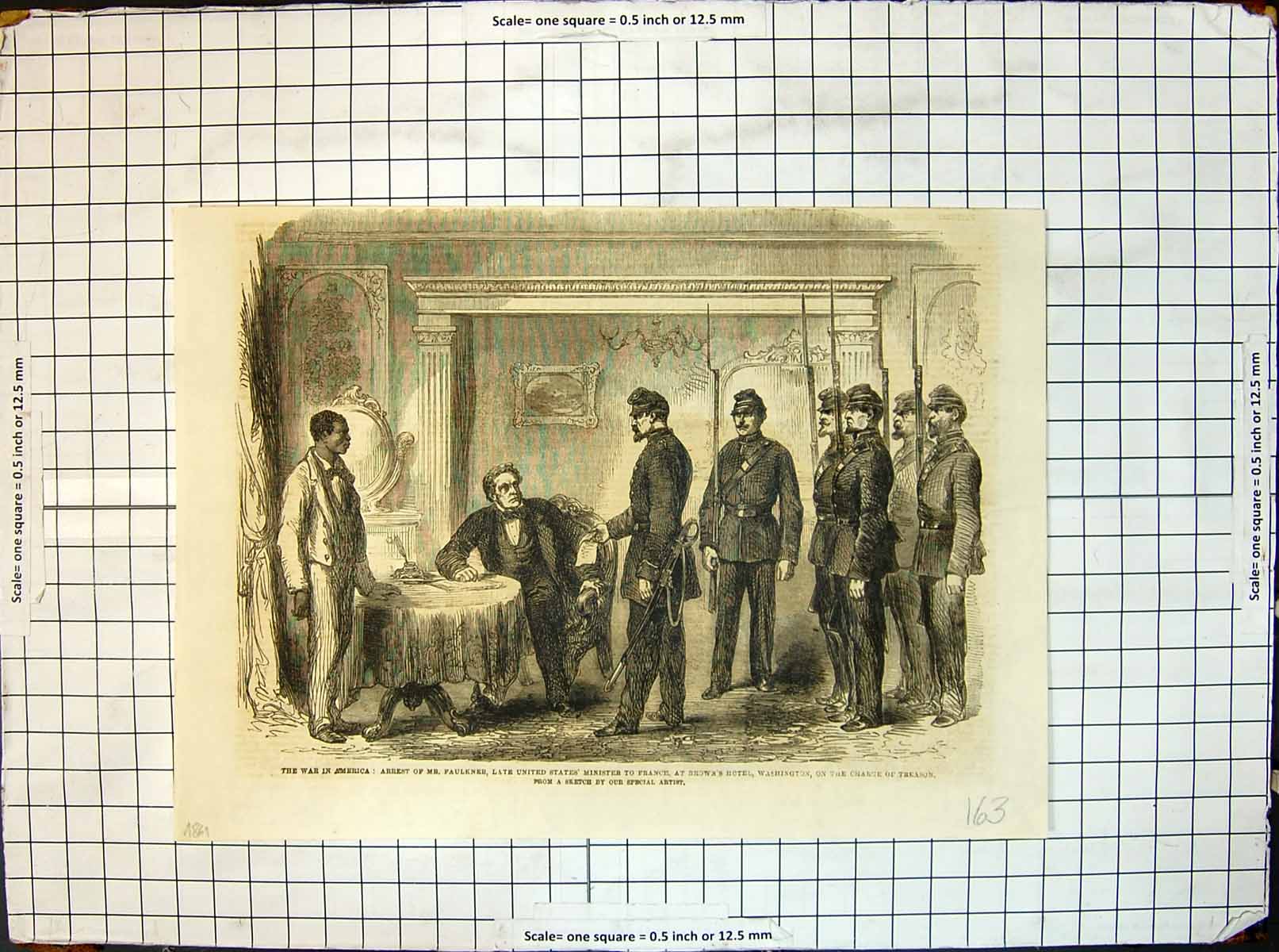 Old Print Arrest Mr Faulkner U S Minister France Washington Treason 1861 19th
