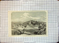 Antique Old Print War America Warrenton Virginia Railway Houses Church 1863