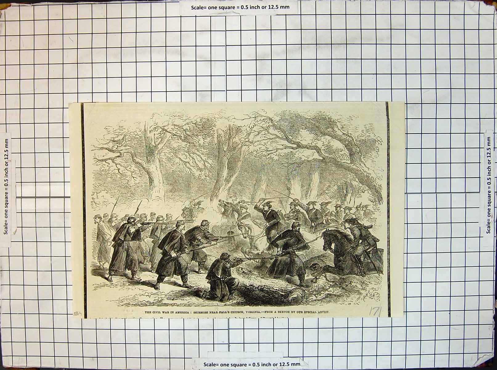 Old Civil War America Skirmish Falls Church Virginia Rifles Horses 18 19th