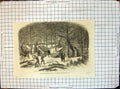 Original Old Antique Print General Stuarts Head Quarters Rapidan 1865 Victorian
