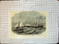 Original Old Antique Print Jointed Iron Steam Ship Connector 20th Century