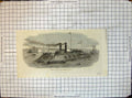 Original Old Antique Print Federal Gun Boat At Sea Surrounded Other Ships