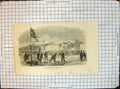 Original Old Antique Print Curling Match Montreal Frozen Lake 1855 Victorian