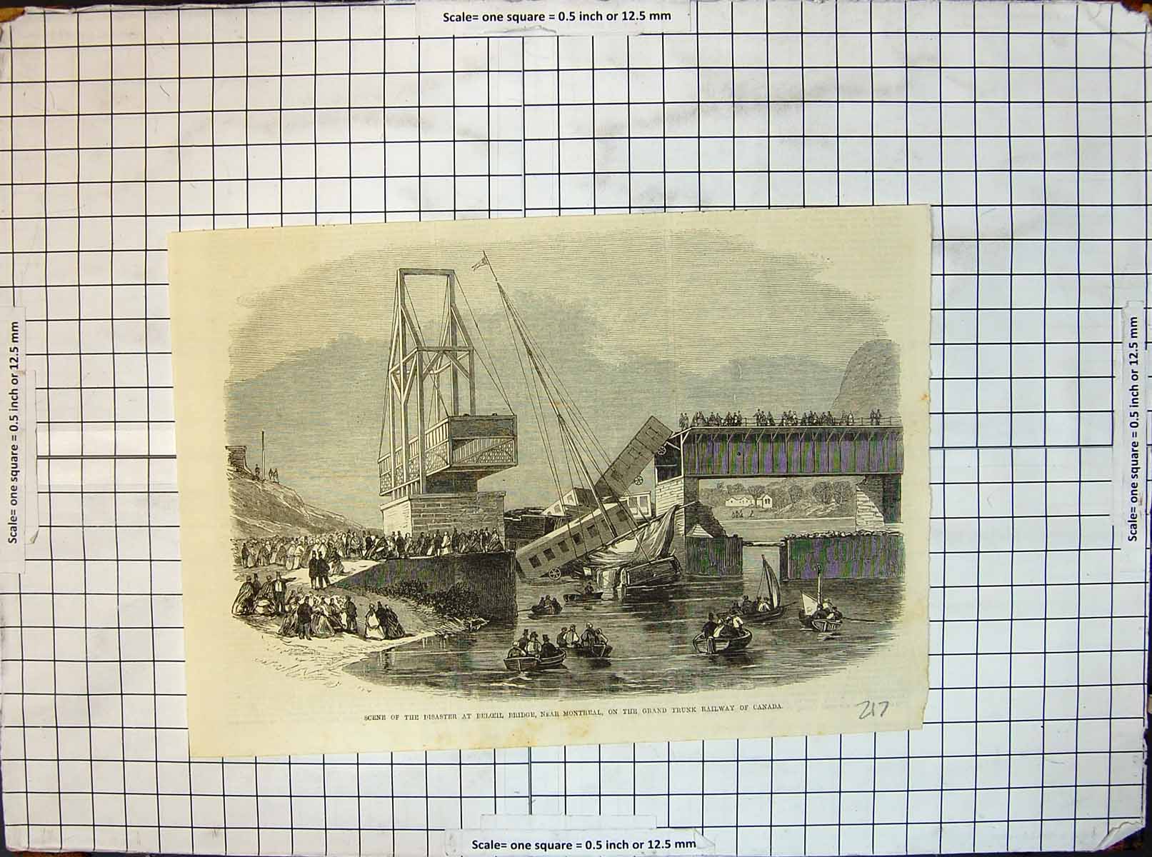 Old Scene Disaster Belceil Bridge Montreal Grand Trunk Railway Canada
