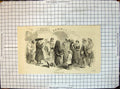 Antique Old Print Street Sketch Valetta Strada Merganti Zammit Goat People