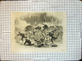 Original Old Antique Print Civil War America Stampede From Bull Run 1861 19th