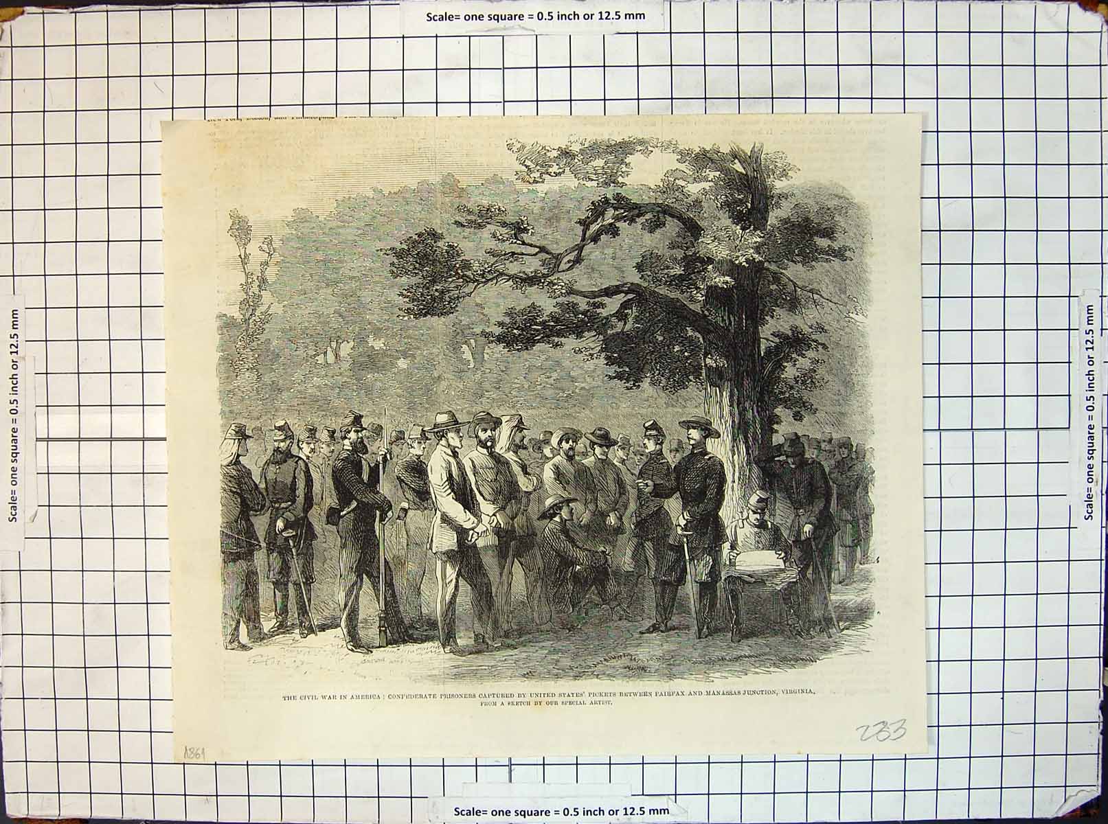Old Print Civil War Prisoners Captured U S Pickets Fairfax Virginia 1861 19th