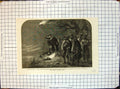 Antique Old Print Night Alarm Federal Camp Signalling Potomac H Q Washington