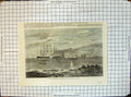 Original Old Antique Print Great Eastern Ship Portland Ships Bay R P Leitch