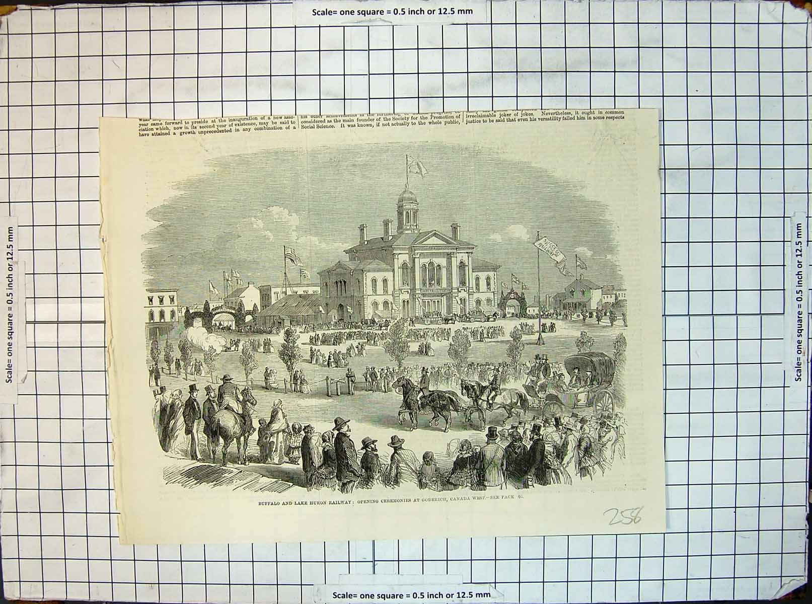 Antique Print Buffalo Lake Huron Railway Opening Ceremonies Goderich Canada