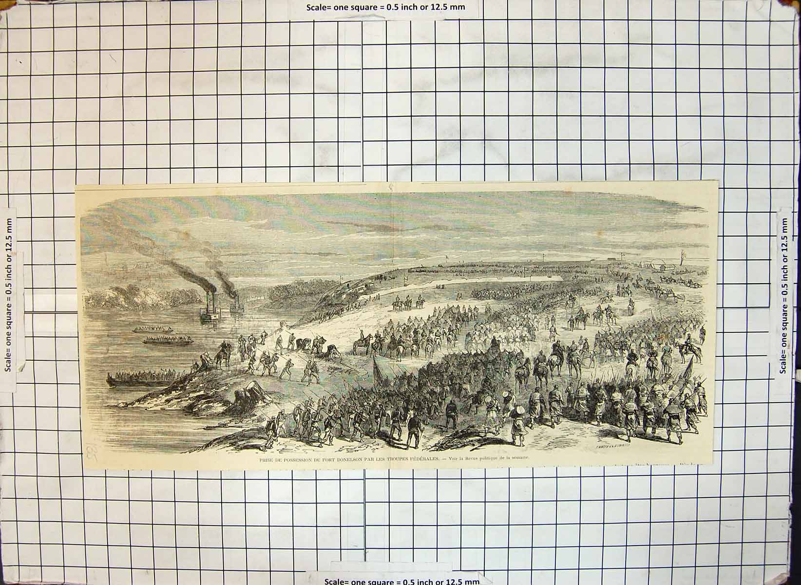 Antique Old Print Possession Fort Donelson Federal Troops Political Review