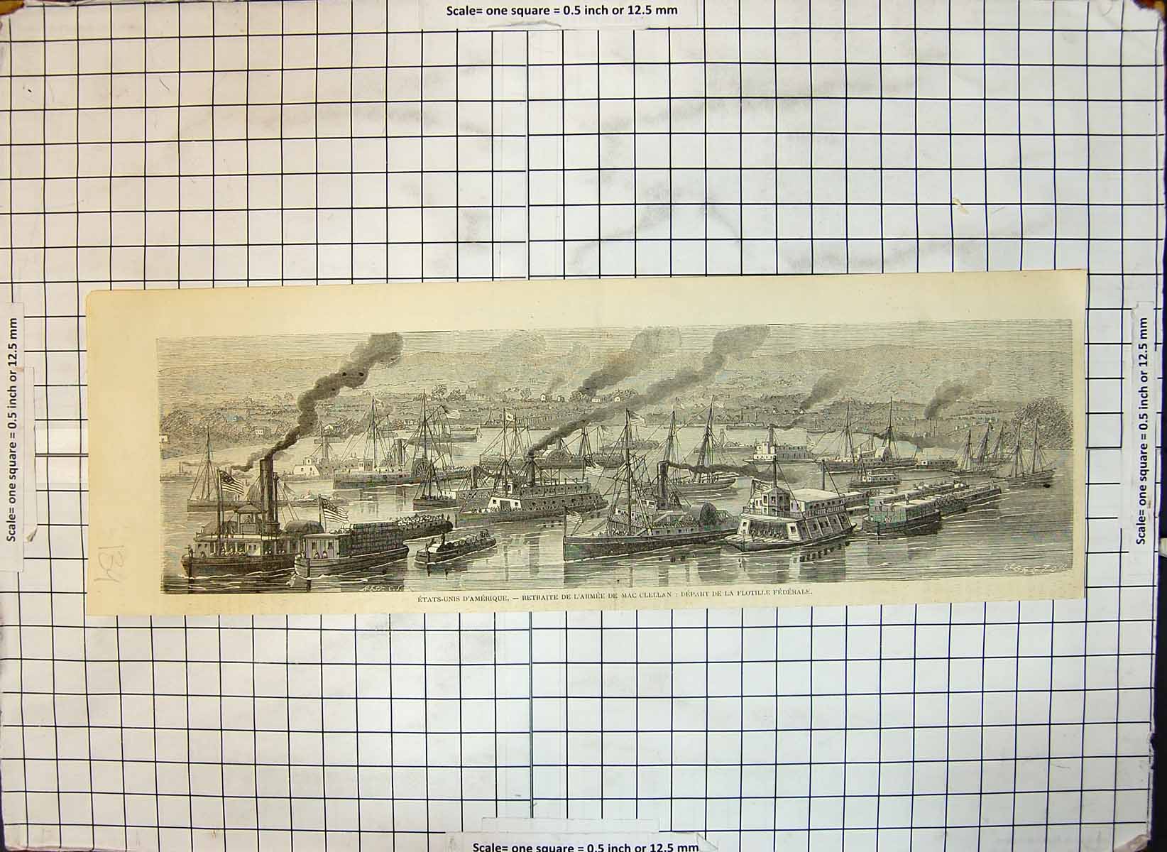 Old United States Retreat Army Mac Clellan Departure Federal Flotilla