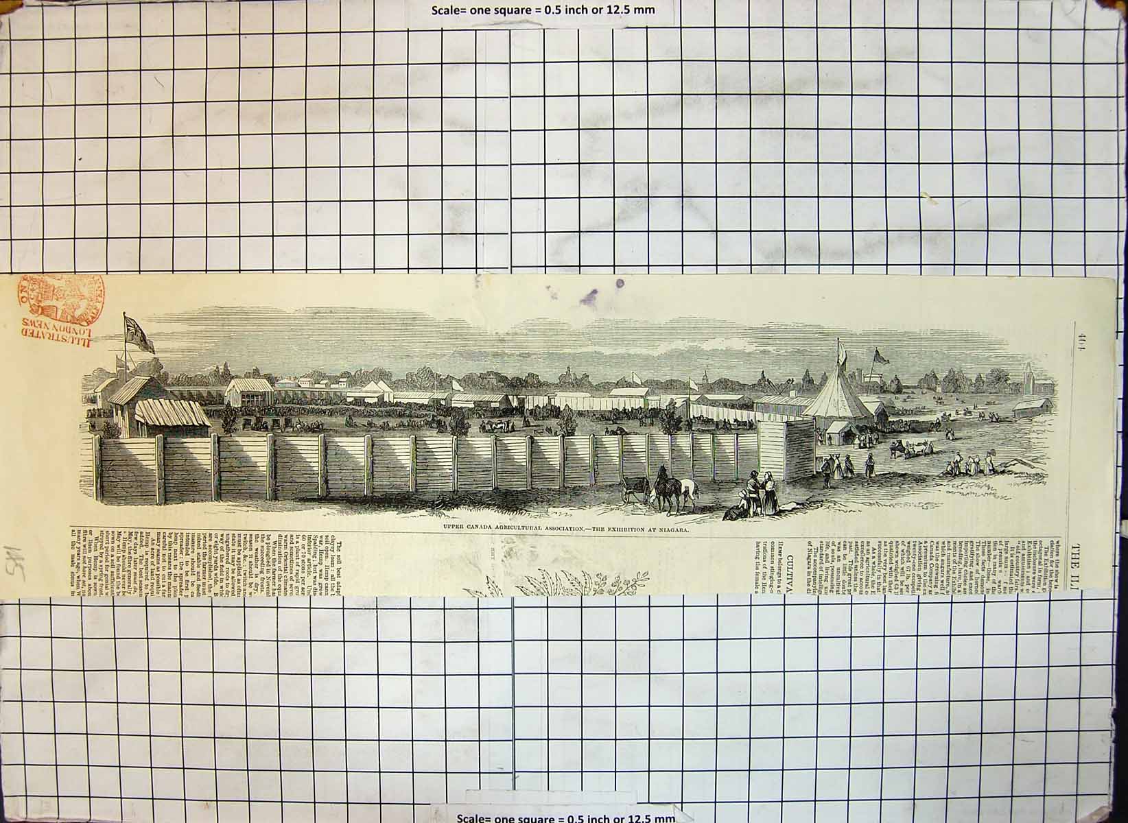 Antique Old Print Upper Canada Agricultural Association Exhibition Niagara