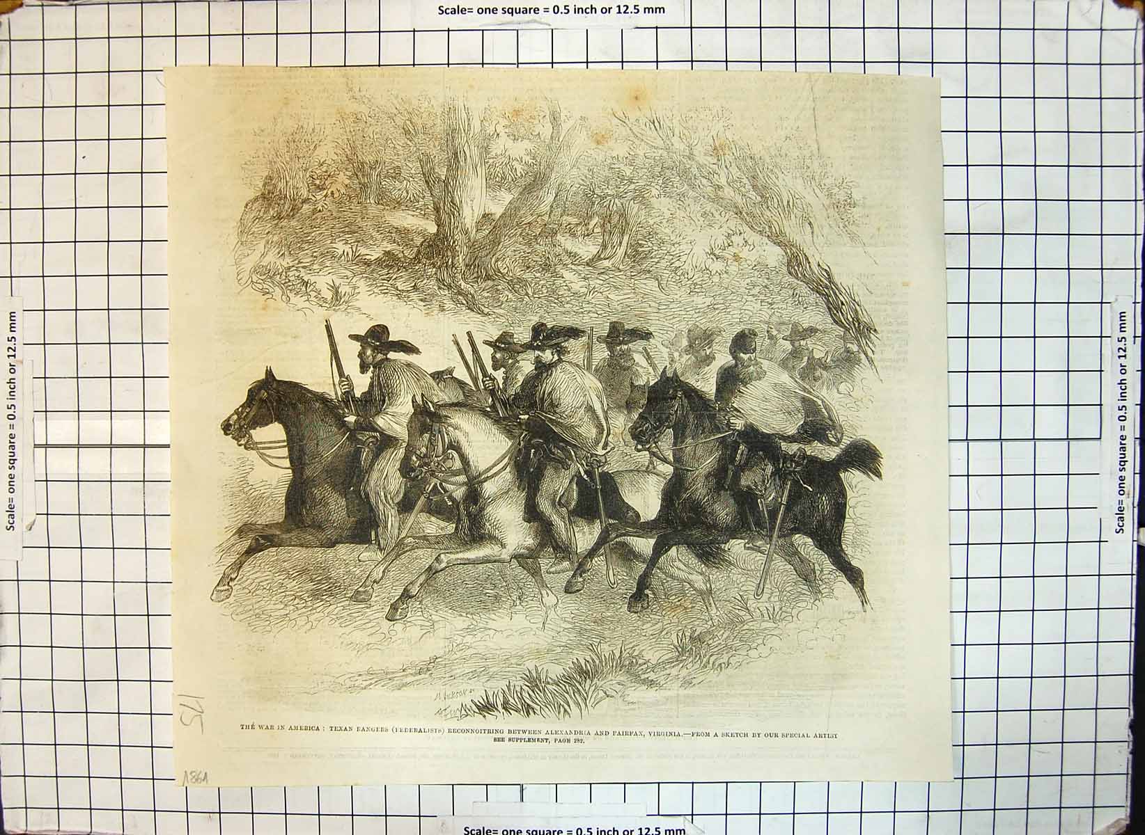 Antique Print War America Federalists Reconnoitring Alexandra Fairfax 1861 19th