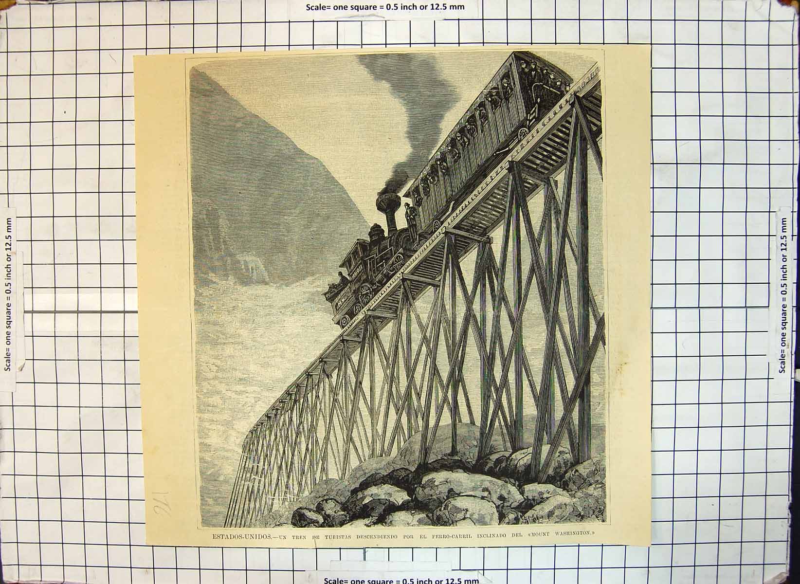 Old United States Train Tourists Descending Railway Mount Washington 18th