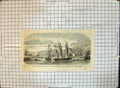 Original Old Antique Print English French Ships Affluent River Canton Chinese