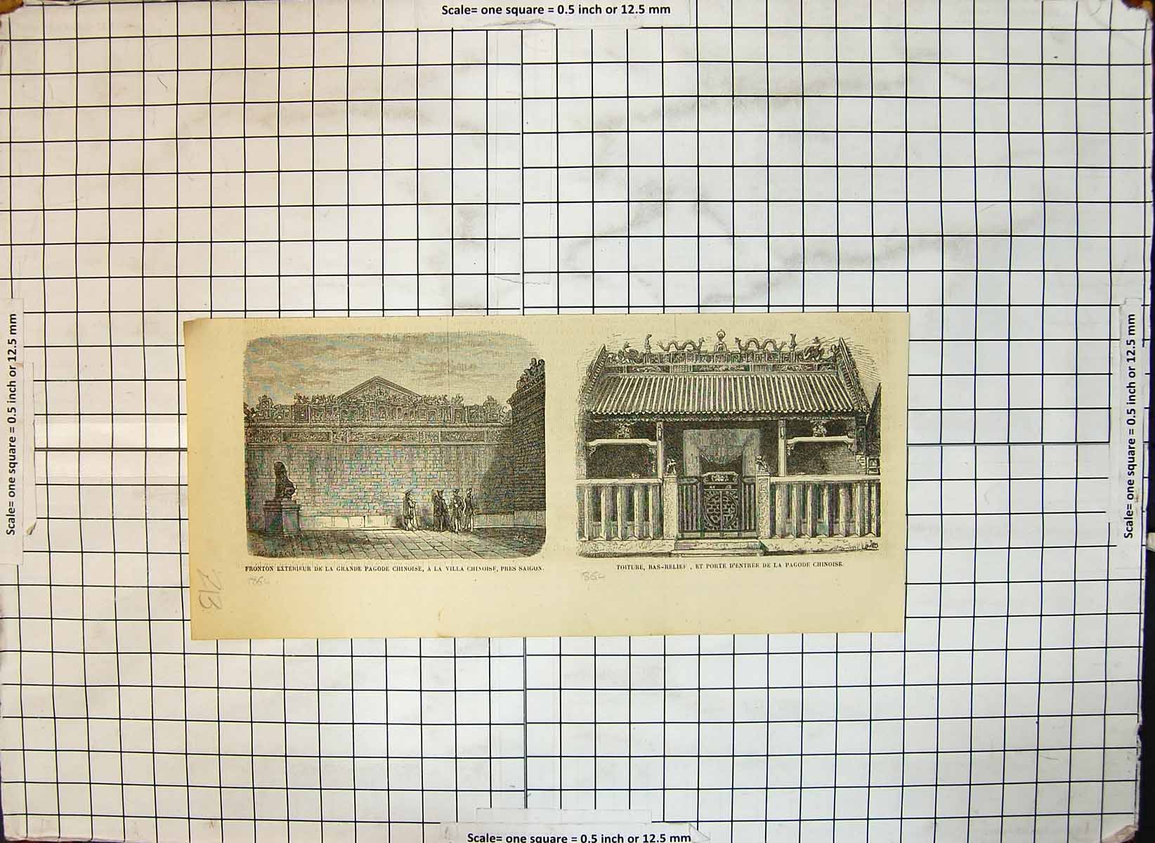 Old Grand Chinese Pagoda Chinese Villa Saigon Toiture Bas Relief 1864 Victorian