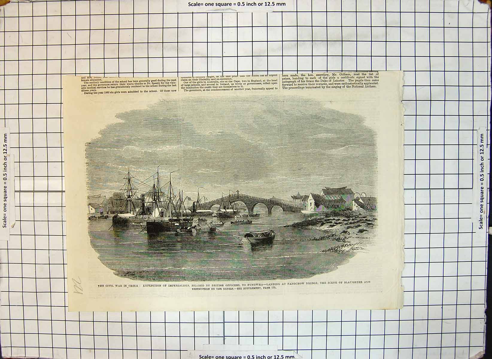 Antique Print Civil War China Imperialists British Fungwha Slaughter Rebels