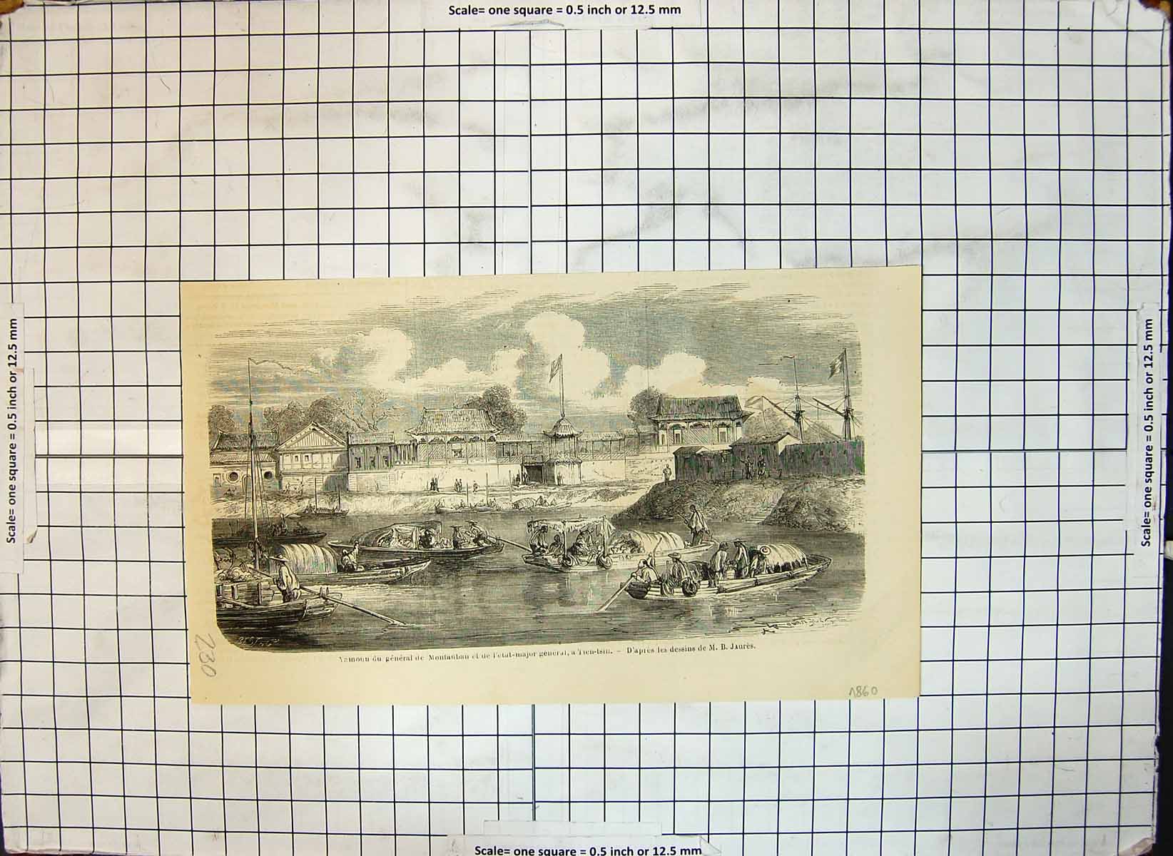 Old Print Home General Montanbau Major General Tien Tsin Boats M B Jaures