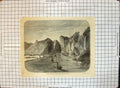 Original Old Antique Print Journey Two Ships Yang Tze Kiang Between Rocks 1859